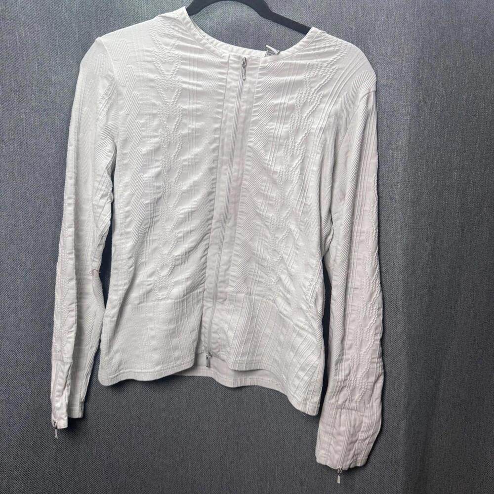 Y2K Ravel Size L Textured Zip Front Jacket Top Textured White Zip‎ Cuffs